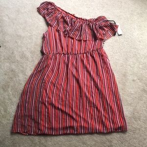 BISOU BISOU One shoulder ruffle dress